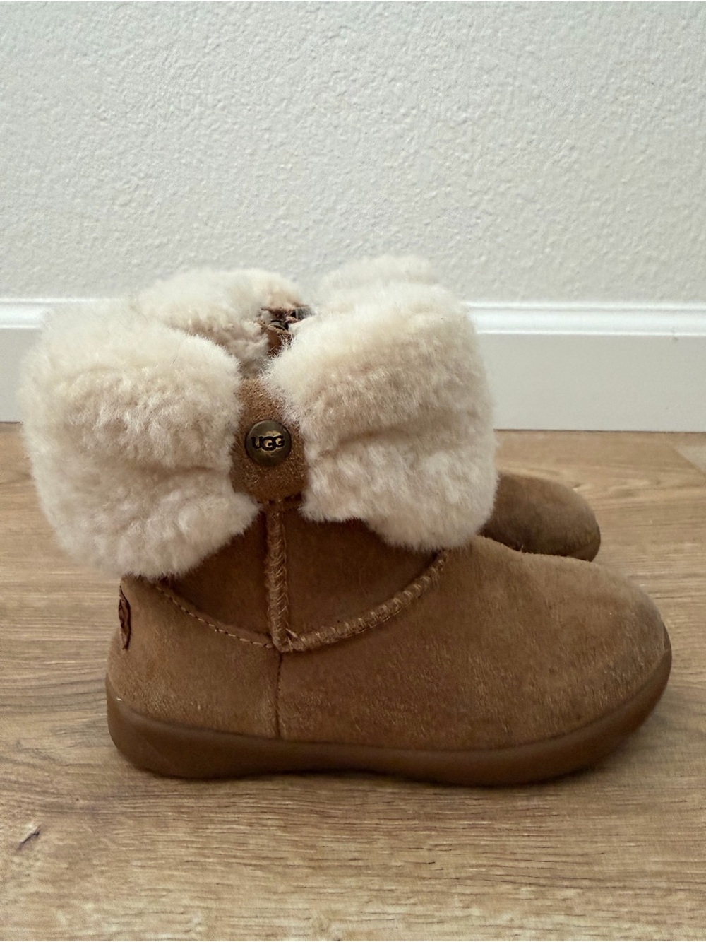 UGG Chestnut Suede Fold-Over Shearling Cuff Boots
